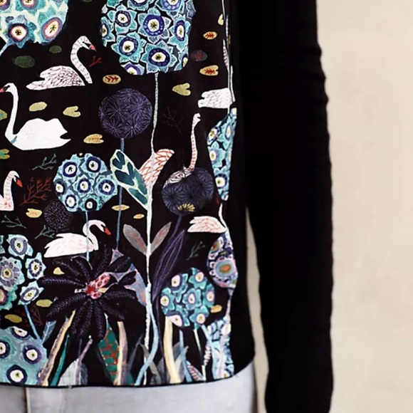 Anthropologie Knitted & Knotted Swan Tableau Michelle Morin Blouse Size Small - Picture 4 of 10